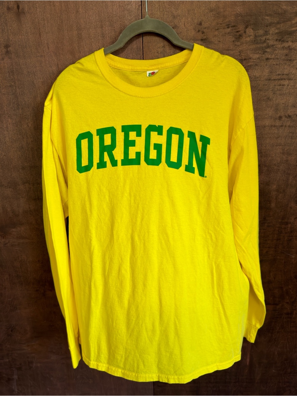 Fruit of the Loom Oregon Long Sleeve Tee - Yellow with Green Lettering (1021)